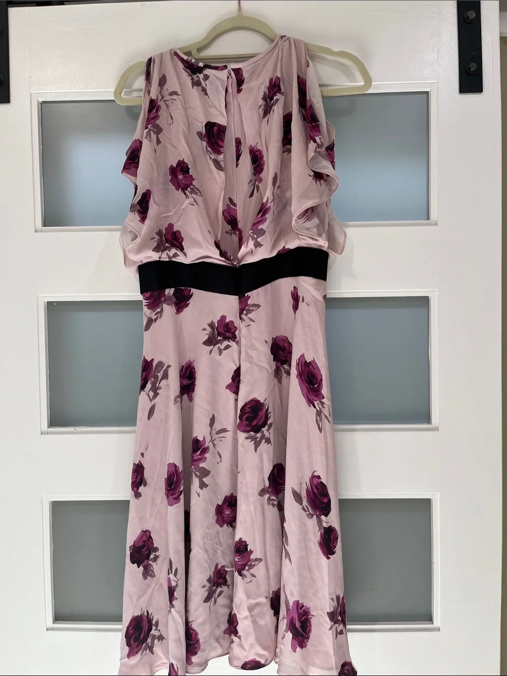 kate spade Pink Floral Midi Dress with Black Waistband